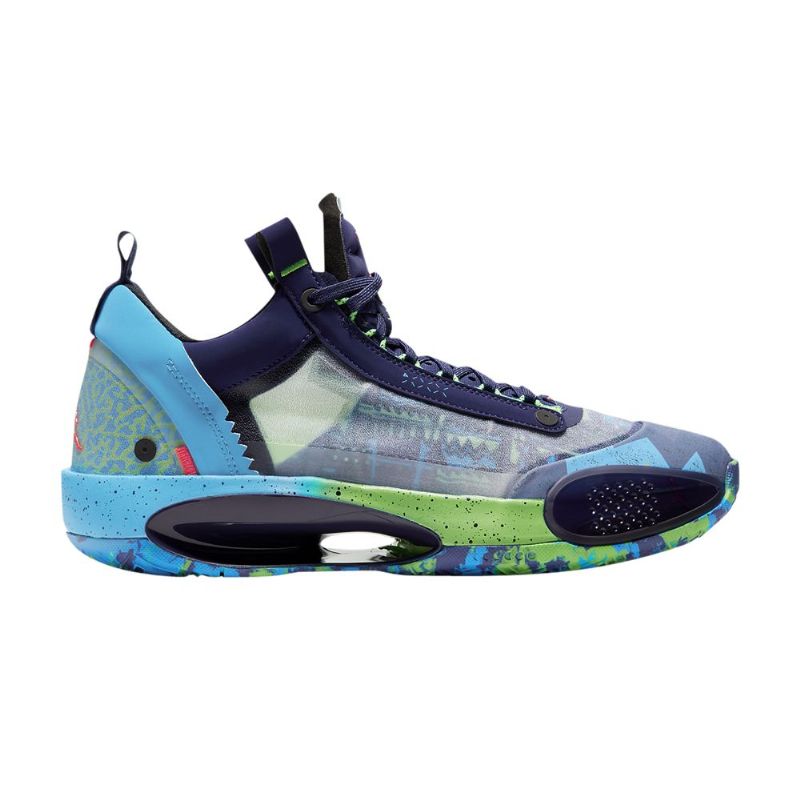 Ανδρικά Παπούτσια Air Jordan 34 Low Μωβ Πράσινος Μπλε Γκρί